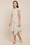 Floral Print Asymmetric Dress With Crew Neck And Short Sleeves - 3