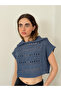 Perforated Crop Spring Knitwear Women's Indigo - 2