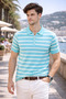 Men's Striped Thin Knitwear Polo Collar Half Zipper Short Sleeve Stylish Casual Sweater - 3