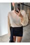 Stand Collar Oversize Transparent Blouse Beige - 2