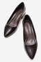 Women's Plain Galvanized Pointed Heeled Shoes Brown Crinkled - 5