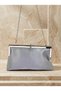 Gray Color Satin Soft Leather Metal Stone Pearl Detailed Chain Strap Crystal Stone Women's Evening Dress Bag - 3
