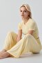 Short Sleeve Crop Wide Leg Stretchy Viscose Pajama Set - 5