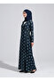 Women'S, Navy Blue Patterned , Bag Gifts, Practical Side Lacing, Double-Breasted Islamic Prayer Dress _2311 - 2