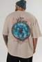 Ymir Back Printed Beige Oversize T-Shirt Men's Women's Cotton Crew Neck T-Shirt - 5