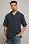 Patterned Shirt With Revere Collar And Short Sleeves