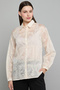Embroidered Organza Shirt With Classic Collar And Long Sleeves