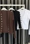 V-Neck Snap Cardigan-Mocha Mocha - 6