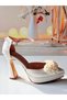 Women's 10 cm Platform White Pearl Bow Bridal Shoes (Full Fitted) - 4