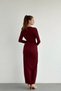 Burgundy Belted Shoulder Pad Detail Dress - 3
