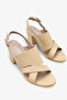 Ronica Women's Genuine Leather Heeled Sandals - Beige - 2