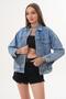 Women's Button-Closure Long Denim Jacket 260180 - 2