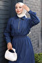 Zippered Elastic Waist Denim Dress Dark Denim Msv19240 - 2