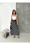 Women's Plaid Belt Piece Long Flared Skirt (Slim Fit) - 2