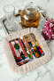 Oriental Saray Fringed Coffee Serving Napkin - Live Market Bohemian Cream Coaster Tissue - 8