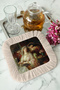 Palace-Inspired Luxurious Fringed Presentation Decoration Handkerchief - Elegant Ottoman Nostalgic Cream Coffee Napkin - 6