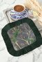 Emerald Green Peacock Motif Fringed Presentation Napkin-Luxury Bohemian Gold Colored Coaster Tissue - 7