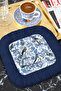 Italian Bird Motif Fringed Presentation Napkin - Elegant Nature's Breeze Classic Blue Coaster Tissue - 5