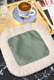 Elegant Natural Fringed Decorative Fabric Napkin - Soft Green Bohemian Cream Coaster Tissue - 4