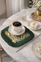 Luxury Gothic Bird Motif Fringed Presentation Napkin - Vintage Avant-Garde Green Coaster Tissue - 5