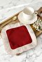 Palace Splendor Fringed Decorative Fabric Napkin - Classic Evince Burgundy Beige Coaster Tissue - 6