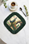 Elegant Peacock Fringed Presentation Napkin-Natural Ethnic Green Gold Color Coaster Serving Tissue - 2