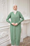 Green Cold Yarn Buttoned Knitwear Cardigan - 3