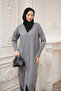 Gray Cool Yarn Buttoned Knit Cardigan - 5