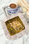 Artistic Luxurious Fringed Coffee Side Serving Napkin - Spiral Shaped Bohemian Gold Colored Presentation Napkin - 4