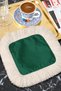 Emerald Sparkling Fringed Stylish Serving Napkin - Natural Bohemian Cream Fringed Green Coffee Tray Napkin - 7
