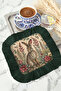 Vintage Rabbit Garden Fringed Presentation Napkin - Natural Botanical Bohemian Dark Green Coaster Tissue