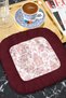 Asian-Inspired Luxurious Fringed Presentation Napkin - Chinese Garden Themed Bohemian Burgundy Coffee Side Presentation Napkin