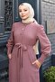 Button Detailed Belted Suit Dusty Rose 19291 - 2