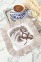 Horse Patterned Fringed Presentation Napkin - Elegant Classic Country Brown Cream Coaster Serving Napkin - 6