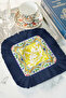 Baroque Motif Fringed Decorative Napkin - Mediterranean Style Yellow Navy Blue Bohemian Coaster Napkin - 8