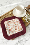 Elegant Watercolor Leaf Motif Fringed Presentation Napkin - Natural Romantic Bohemian Burgundy Coaster Tissue - 3