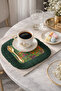 Artistic Flower Garden Fringed Coffee Side Serving Napkin - Natural Spring Bohemian Green Presentation Napkin - 2