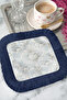Elegant Baroque Floral Motif Tasseled Presentation Napkin-Classic Modern Stylish Navy Blue Coaster Tissue - 8
