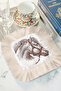 Horse Patterned Fringed Presentation Napkin - Elegant Classic Country Brown Cream Coaster Serving Napkin - 7