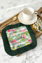 Tropical Flamingo Spring Fringed Presentation Napkin - Cheerful Summer Bohemian Green Pink Coaster Napkin - 3