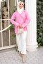 Pink Double-Breasted Collar Brooch Detailed Kimono Shirt - 2