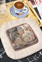 Avant-Garde Rococo Fringed Bohemian Presentation Napkin - Pastoral Nostalgic Beige Blue Coaster Tissue
