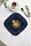 Noble Crested Fringed Coffee Side Presentation Napkin-Royal Palace Classic Navy Blue Coaster Tissue - 5
