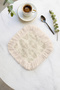 Elegant Leaf Motif Fringed Presentation Placemat Tissue - Natural Bohemian Cream Striped Presentation Napkin - 8