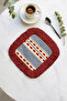 Elegant Striped Red Fringed Presentation Napkin - Ethnic Blue Cream Modern Burgundy Coaster Tissue - 5