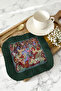 Luxury Bird and Flower Fringed Presentation Napkin - Natural Spring Rustic Green Cream Coaster Tissue - 7