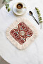 Elegant Palace Horse Motif Fringed Presentation Napkin - Classic Avant-Garde Red Cream Coaster Tissue - 5