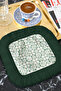 Elegant Tile Motif Fringed Presentation Napkin - Natural Texture Nordic Green Coaster Serving Tissue - 6