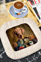 Noble Portrait Fringed Bohemian Presentation Napkin - Artistic Retro Brown Beige Coaster Tissue - 2