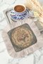 Elegant Floral Bouquet Fringed Presentation Napkin-Vintage Romantic Nostalgic Blue Cream Coaster Handkerchief - 5